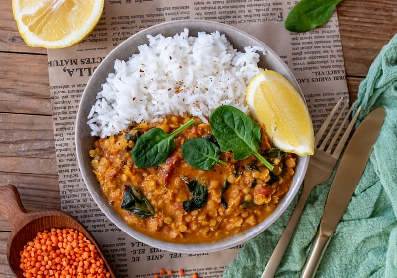 kokosové kari z červené čočky