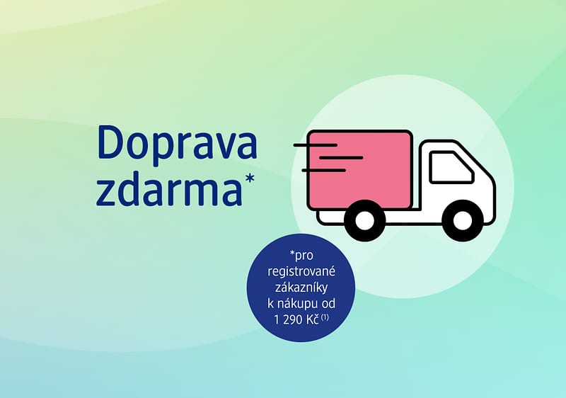 Ikona nákladního auta s textem Doprava zdarma na barevném pozadí