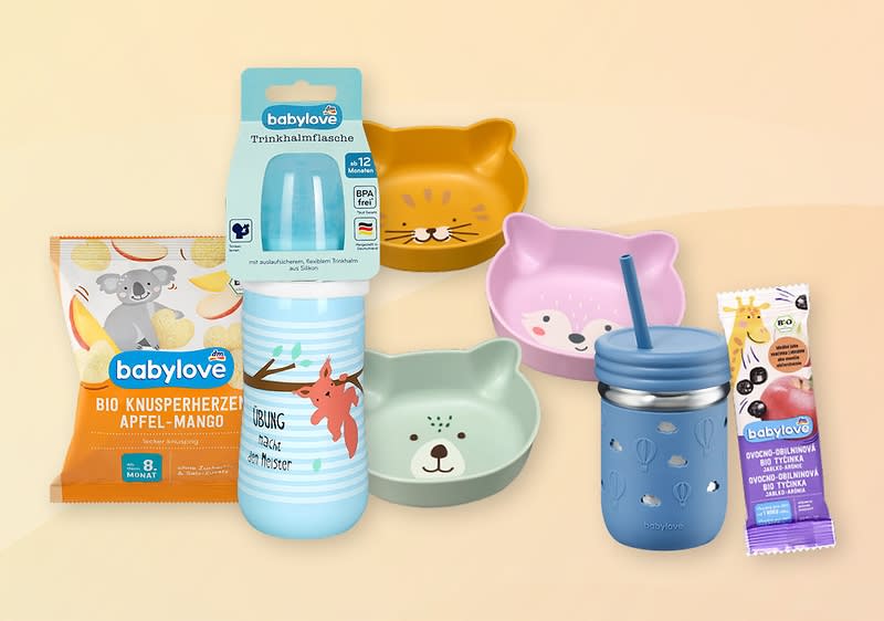 produkty babylove na žlutém pozadí