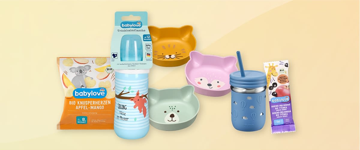 produkty babylove na žlutém pozadí
