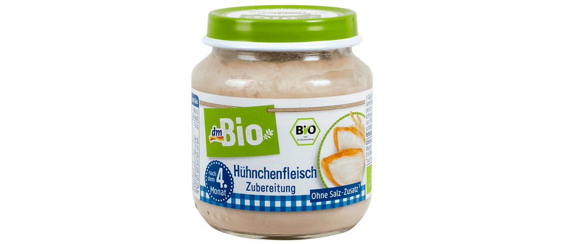 Společnost dm drogerie markt stahuje z prodeje dmBio příkrm kuřecí maso, 125 g