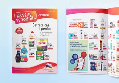 Leták dm drogerie s nabídkou produktů a cenami