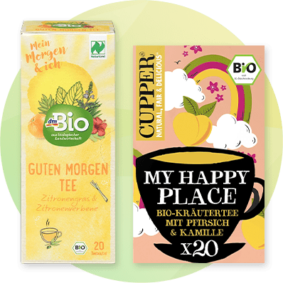 Bio-Kräutertee Verpackungen mit Zitronengras und Pfirsich