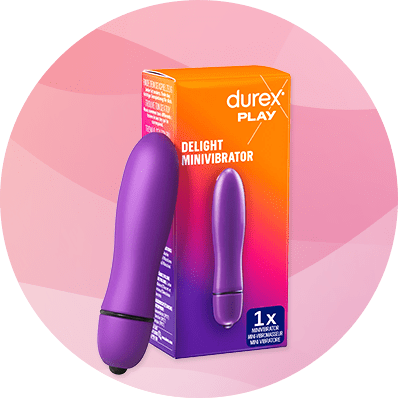 Ein durex play Produkt in lila auf rosa Hintergrund