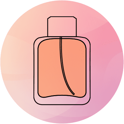 Parfümflasche mit rosa Hintergrund