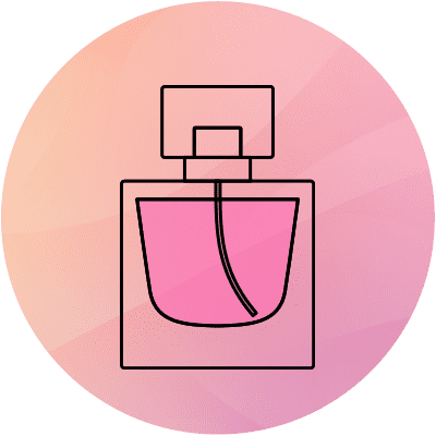Parfümflasche mit rosa Hintergrund