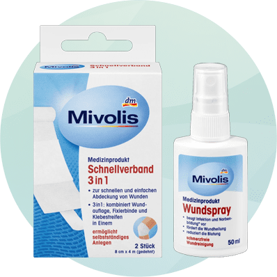 Mivolis Schnellverband und Wundspray Verpackung