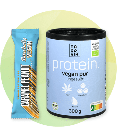 Proteinriegel und protein Pulver vegan