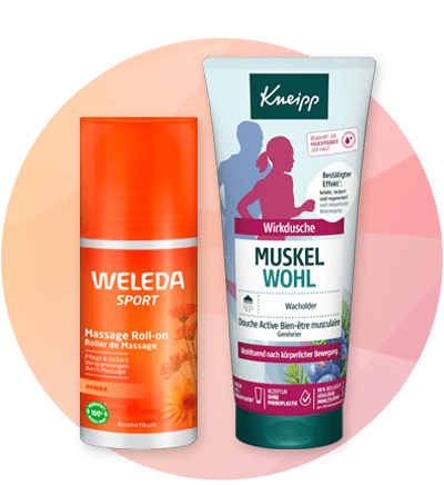 Weleda Sport Massage Roller und Kneipp Muskel Wohl Dusche