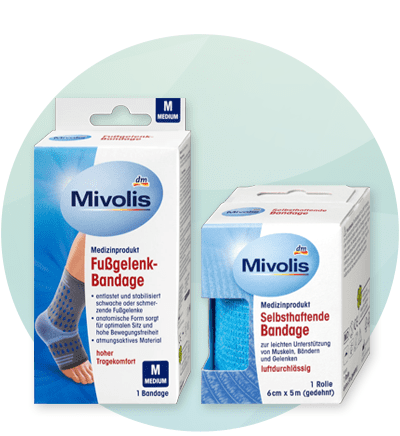 Mivolis Fußgelenk und selbsthaftende Bandage