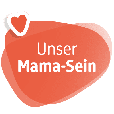 Herz mit Text Unser Mama-Sein auf rotem Hintergrund