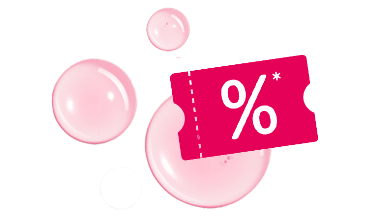 Rosa Blasen und Rabattzeichen