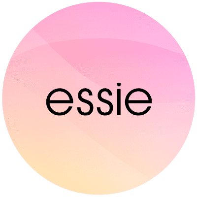 Essie-Logo auf rosa Hintergrund