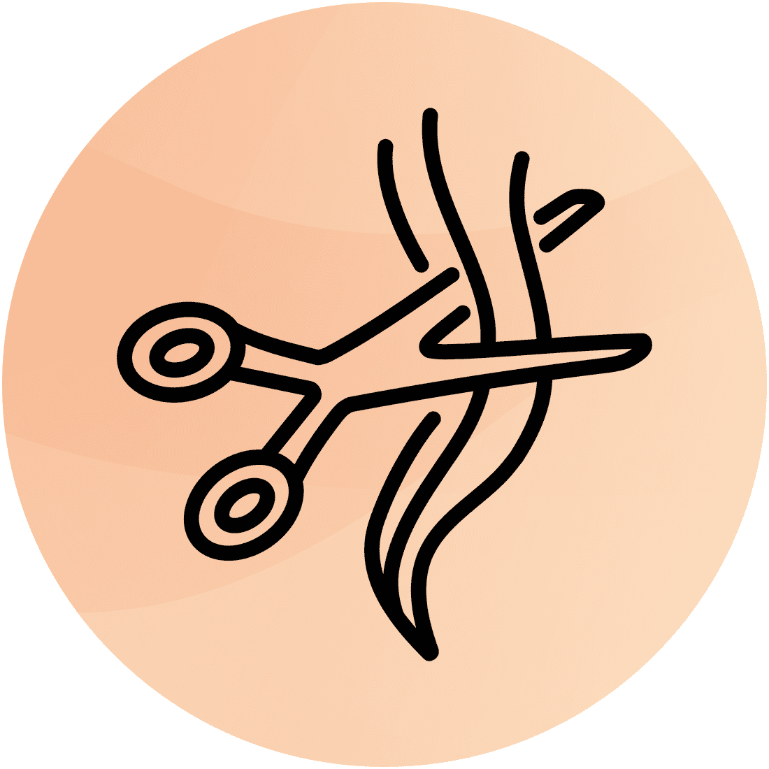 Orangener Hintergrund mit Schnitt-Icon