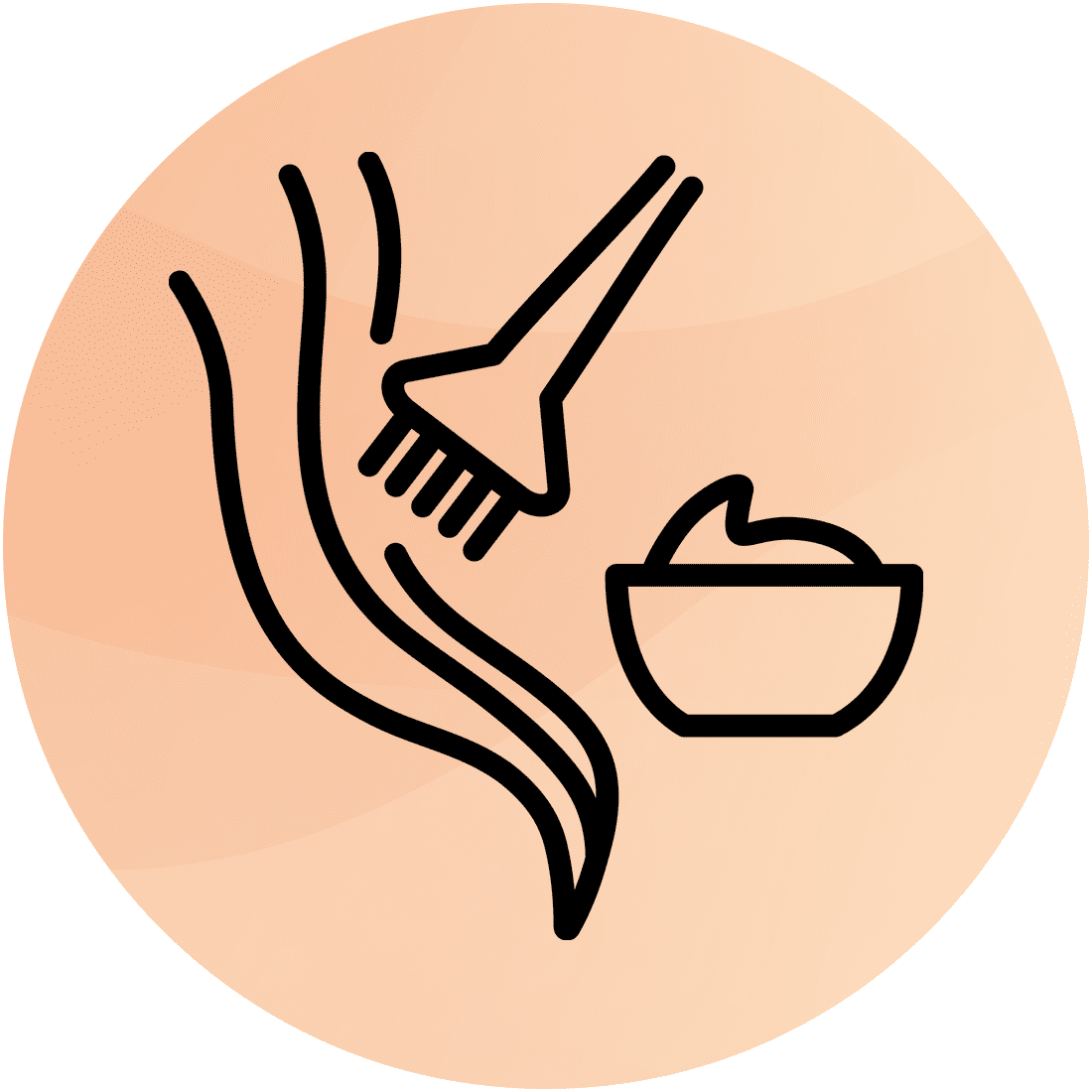 Orangene Kachel mit einem Haarfarben-Icon