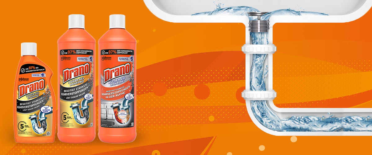 Abfluss im Griff mit Drano