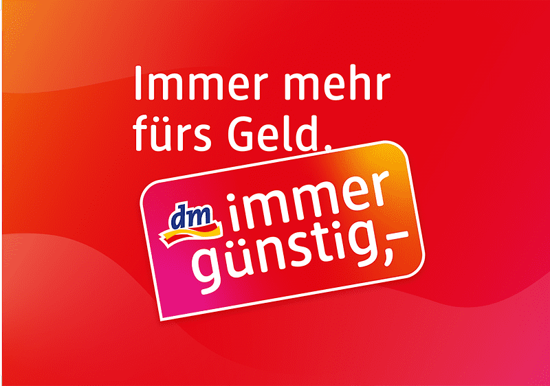 dm immergünstig mit rotem Hintergrund