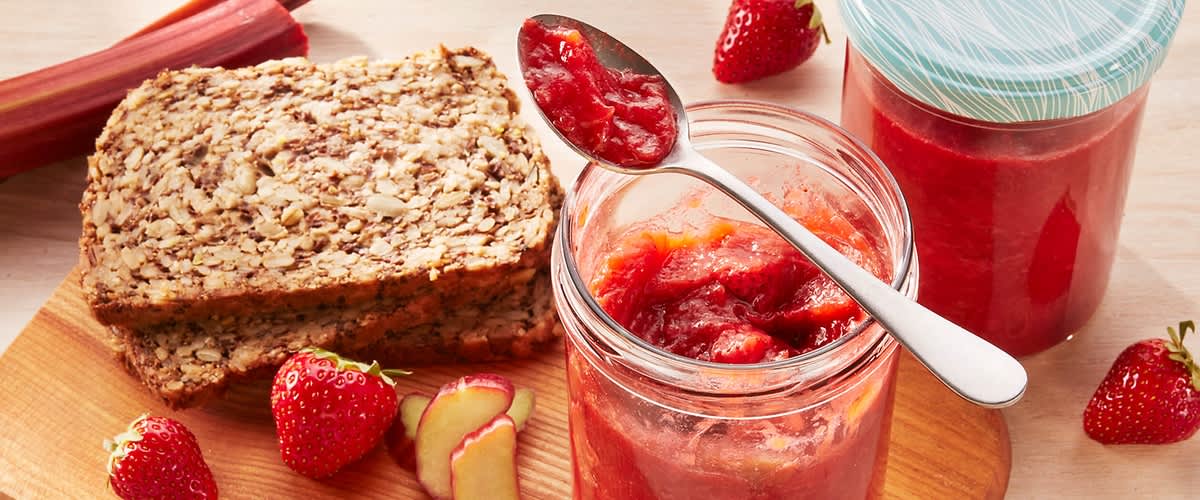 Vegane Erdbeere-Rhabarber-Marmelade