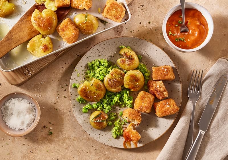 Erbsen-Stampf mit Quetschkartoffeln