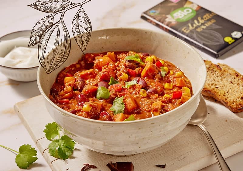 Chili sin Carne mit dunkler Schokolade