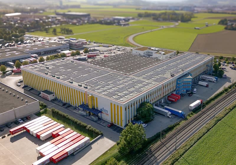 Das dm Verteilzentrum aus der Vogelperspektive.