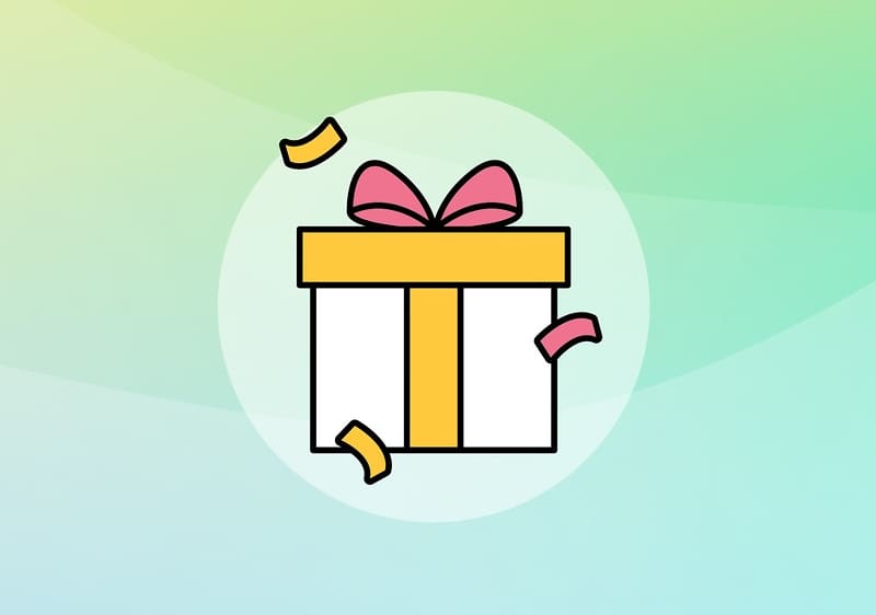 Buntes Geschenk mit Konfetti