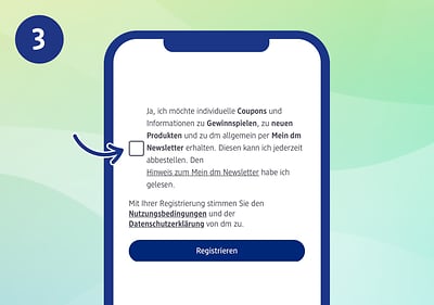 Schritt 3: Screen Registrierung Häkchen