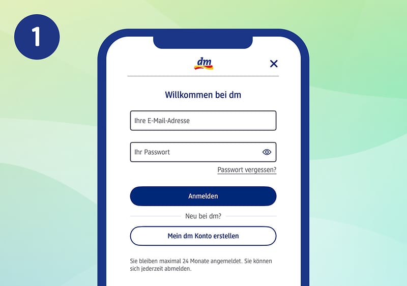Schritt 1: Screen Anmeldungsformulare zur Anmeldung oder Registrierung