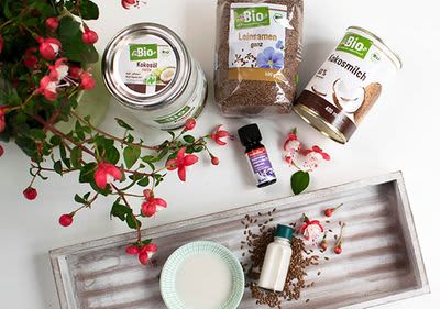 Kokosöl, Leinsamen und Kokosmilch: Zutaten für die DIY Naturkosmetik Körpermilch