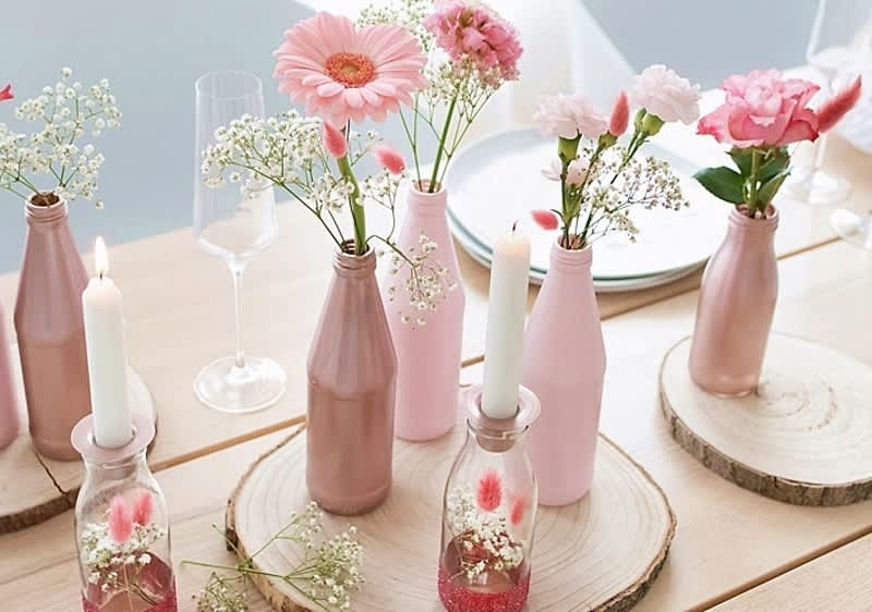 Tischdeko zur Hochzeit romantisch in rosa