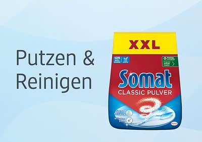 Spülmittel Somat Classic Pulver Verpackung mit Text Putzen und Reinigen
