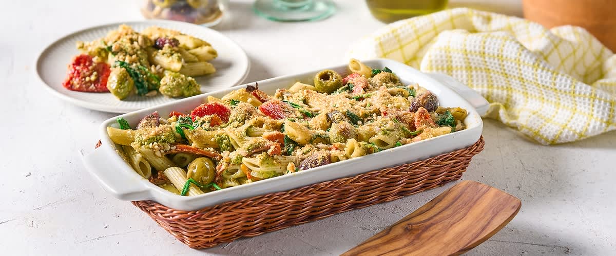Veganer Nudel-Pesto-Auflauf