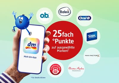 dm-App mit 25fach Punkten auf ausgewählte Marken