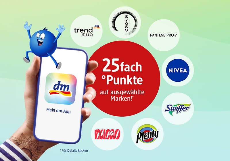 dm-App mit 25fach Punkten auf ausgewählte Marken