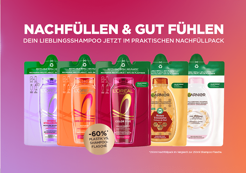 250ml Nachfüllpacks von Elvital und Wahre Schätze