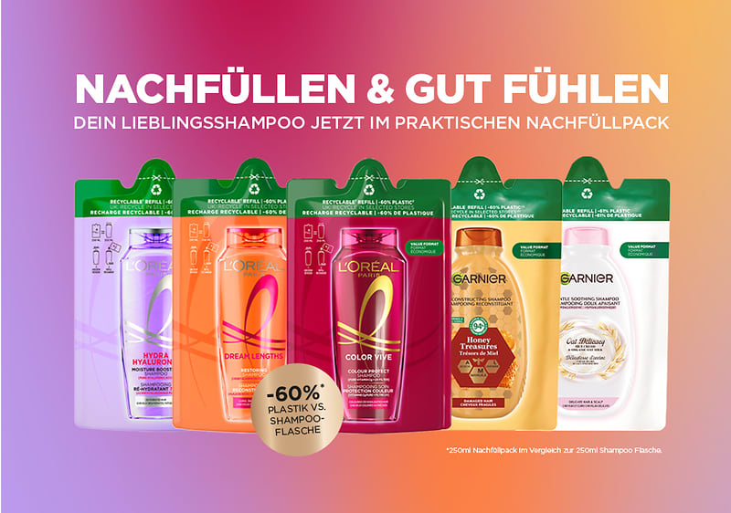250ml Nachfüllpacks von Elvital und Wahre Schätze