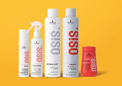 Schwarzkopf Osis+ Haarprodukte vor gelbem Hintergrund