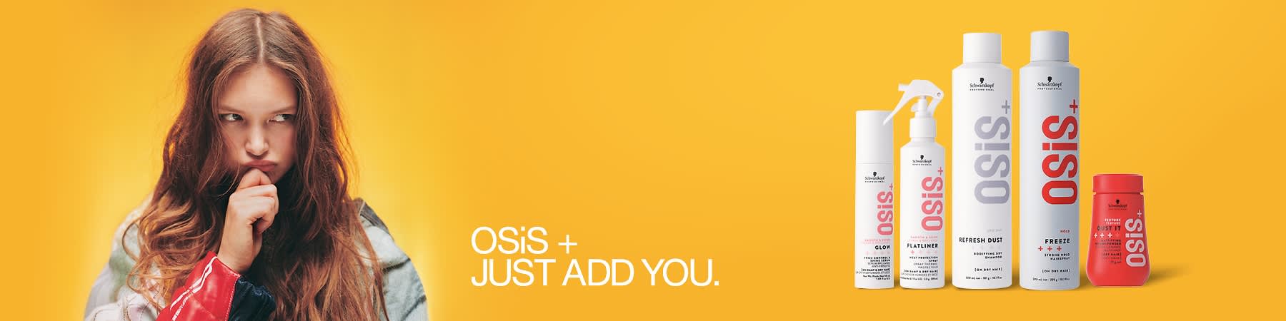 Schwarzkopf Osis+ Haarprodukte vor gelbem Hintergrund
