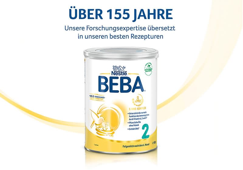 Babynahrung BEBA 2 von Nestlé mit 155 Jahre Forschungsexpertise