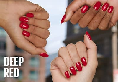Deep Red Nagellack auf verschiedenen Hauttönen