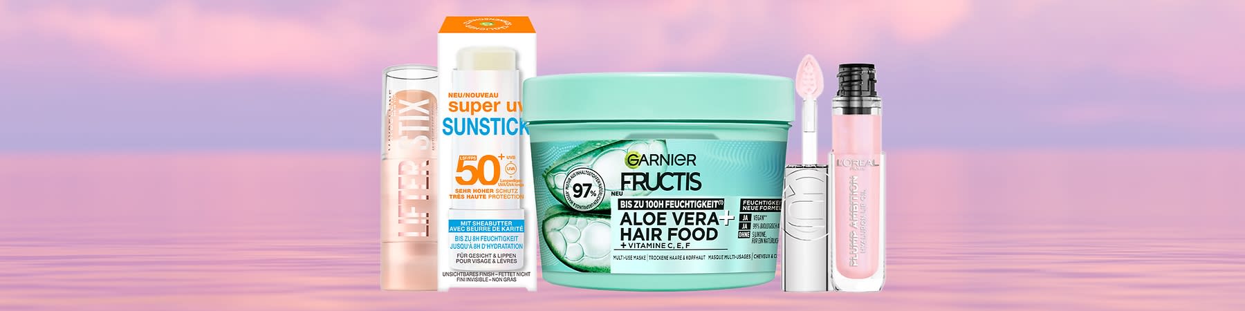 Haarpflege Aloe Vera Creme mit Sonnenstick und Lippenstift