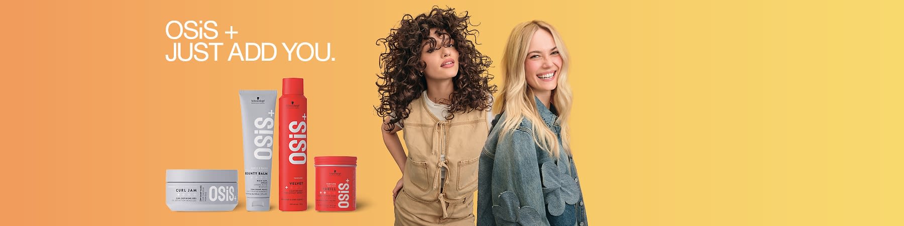 Mode mit lockigem und glattem Haar auf gelbem Hintergrund