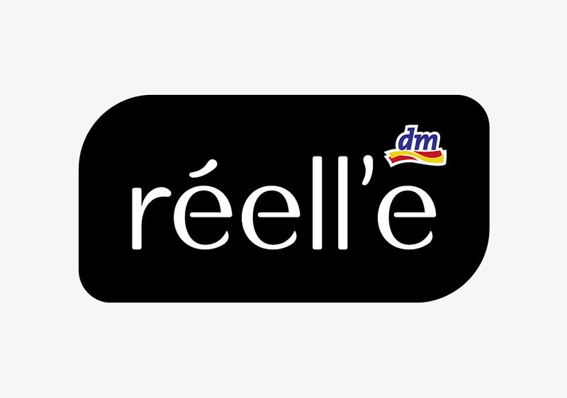 Logo der Marke réell'e mit dm-Logo