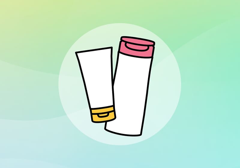 Hautpflegeprodukte auf grünem Hintergrund