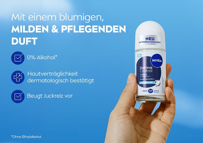 Nivea Derma Control Deo mit blumigem milden Duft und ohne Alkohol