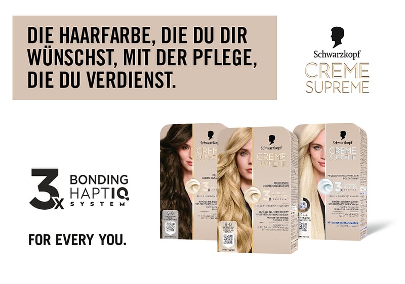 Haarfarbe von Schwarzkopf Creme Supreme mit Bonding HaptIQ System