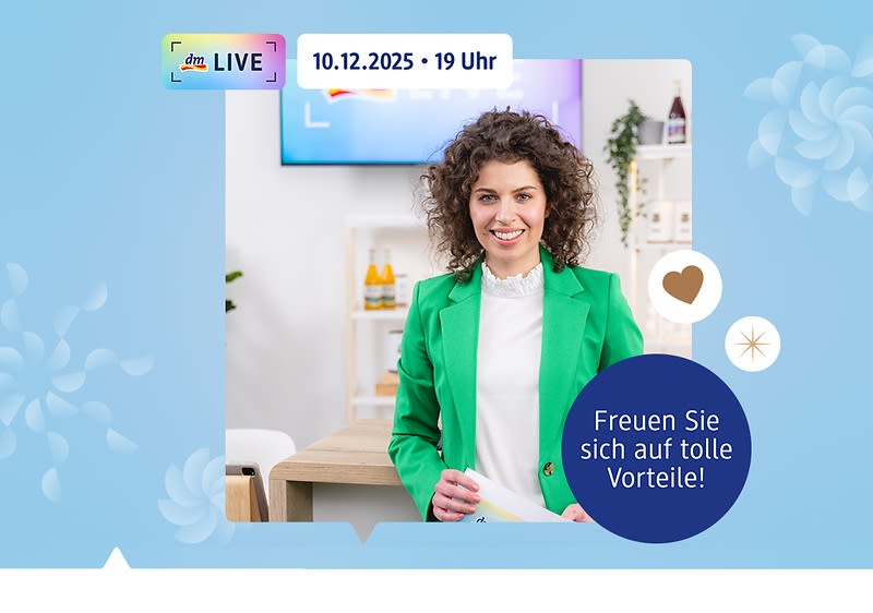 Eine Person in einem grünen Blazer steht vor einem Bildschirm, daneben der Text „Freuen Sie sich auf tolle Vorteile!“ und das Datum „10.12.2025 - 19 Uhr“