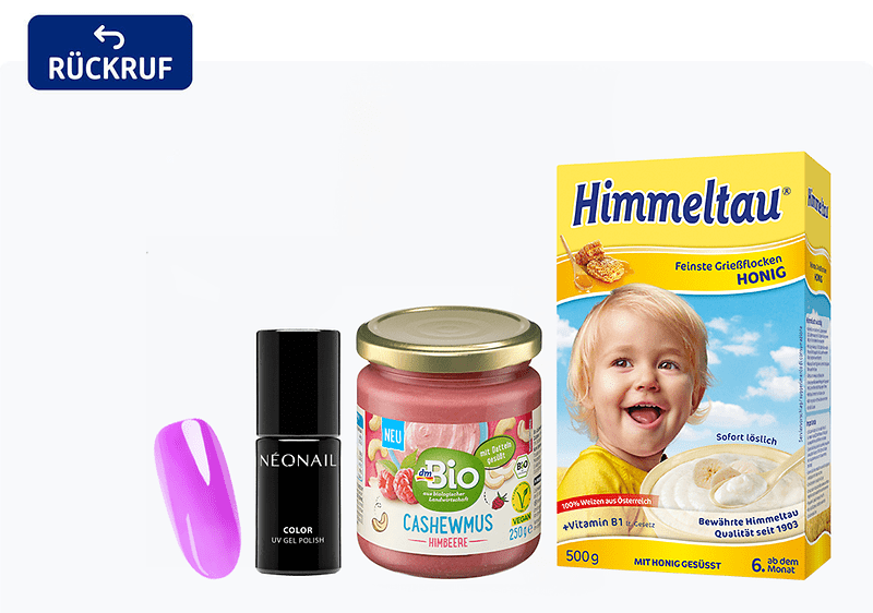 Abbildung des zurückzurufenden Produktes