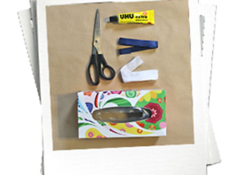 Utensilien für basteln mit Taschentuchboxen