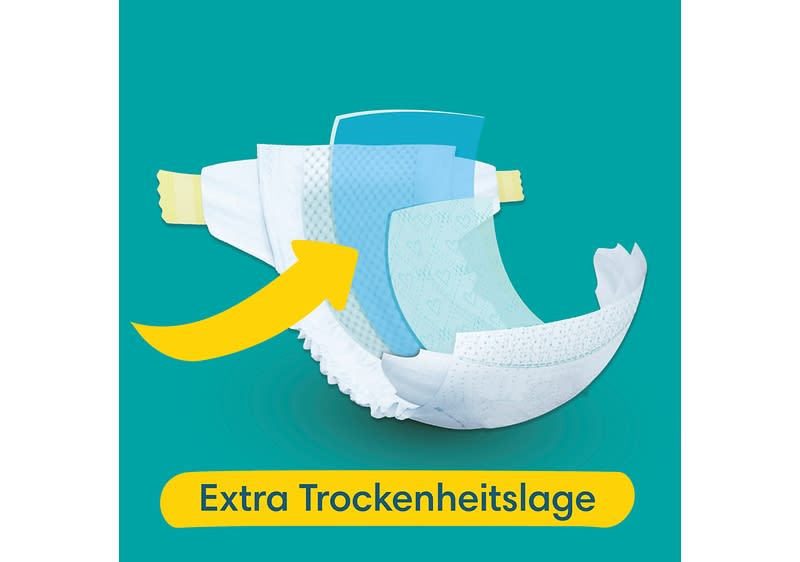 Pampers Windeln haben zweifach verstärkte Sicherheitsbündchen.